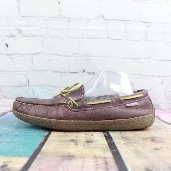 L.L. Bean Shoes - LL Bean Handsewn Purple Leather Flannel Lined Moccasins Slippers 10 M